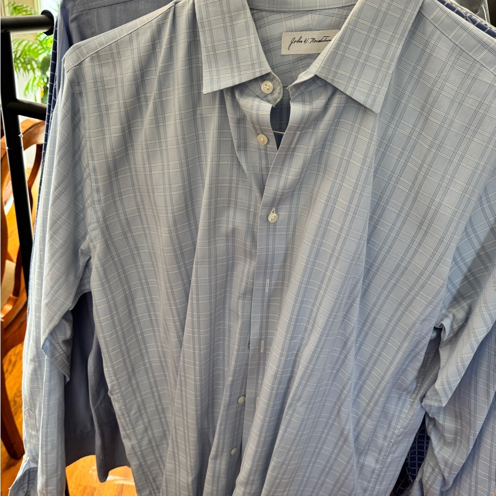 John W. Nordstrom Light Blue Checkered Dress Shirt